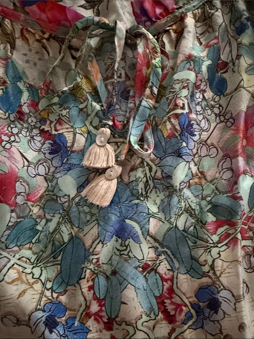 Johnny Was Cream Floral Cold-Shoulder Tunic with Multicolor Print - Picture 3 of 6